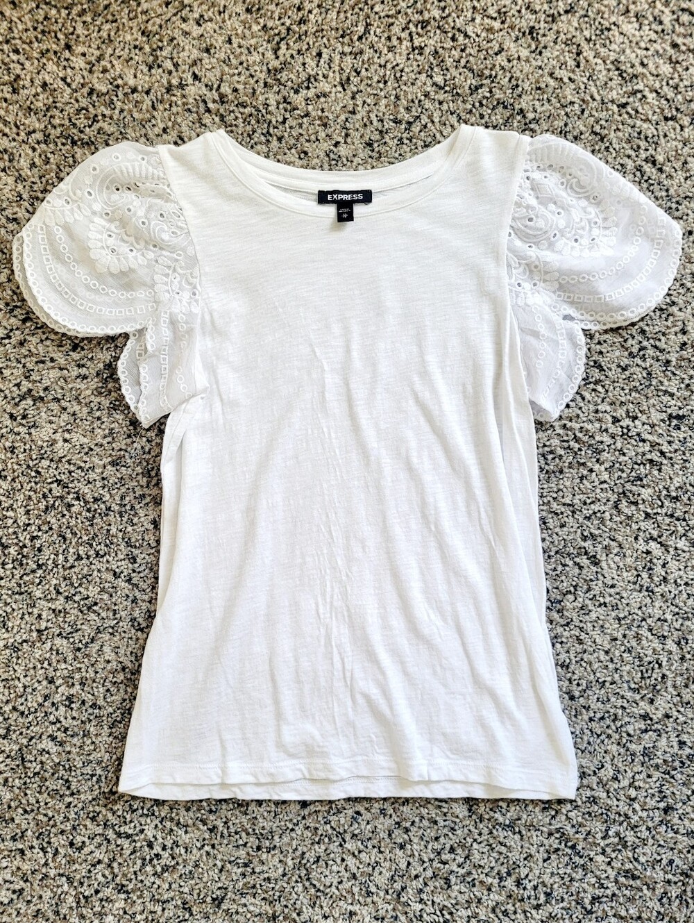Express White Eyelet Sleeve Top